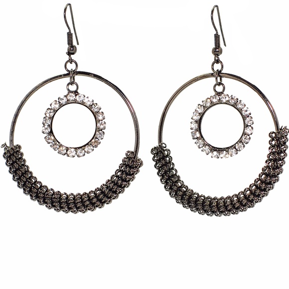 Luna Loop Clear Crystal Dangle Earrings - Picture 5 of 5